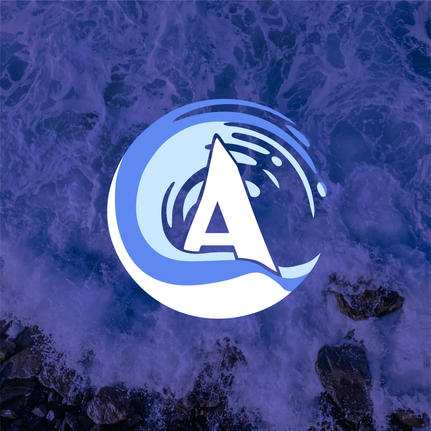 A logo on water background